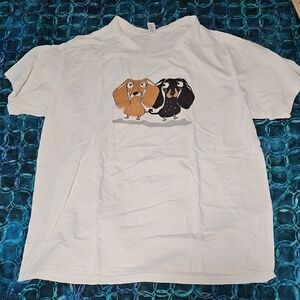 White Graphic Tee with Cartoon Dogs Size 3XL